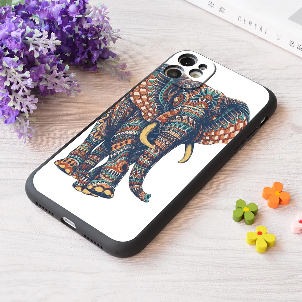 

For iPhone Ornate Elephant V2 (Color Version) Print Soft Matt Apple Case