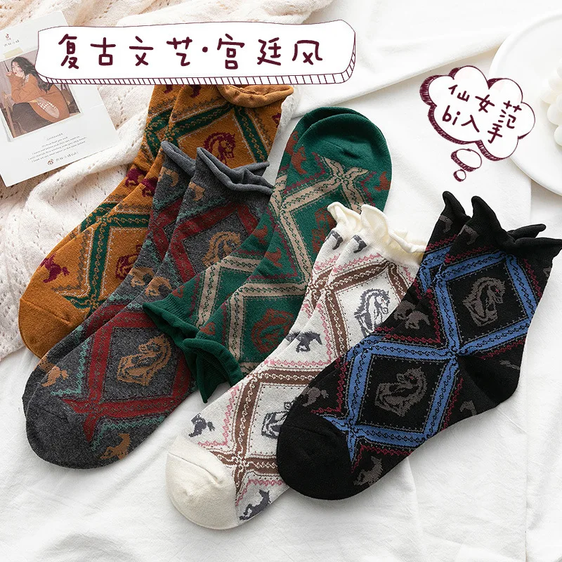 

New Sweet Style Harajuku Ladies Girls Vintage Girl Women Retro Cute Cotton Lace Short Sock Frilly Ruffle Middle tube Socks