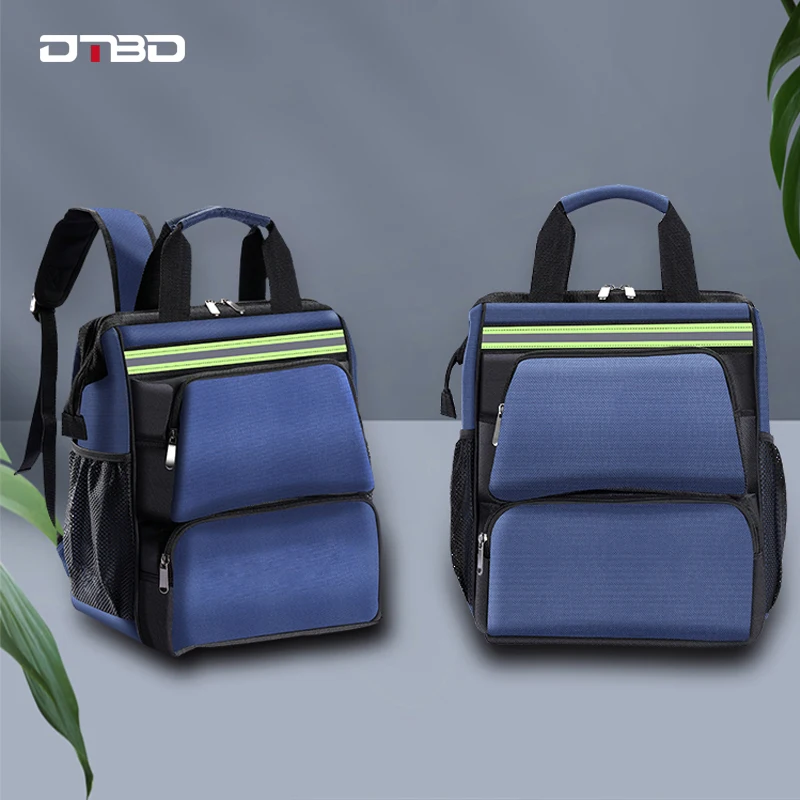 

DTBD Multifunctional Oxford Cloth Waterproof Double-shoulder Backpack Tool Bag 8 Pockets and Safety Strip for Maintenance Tools