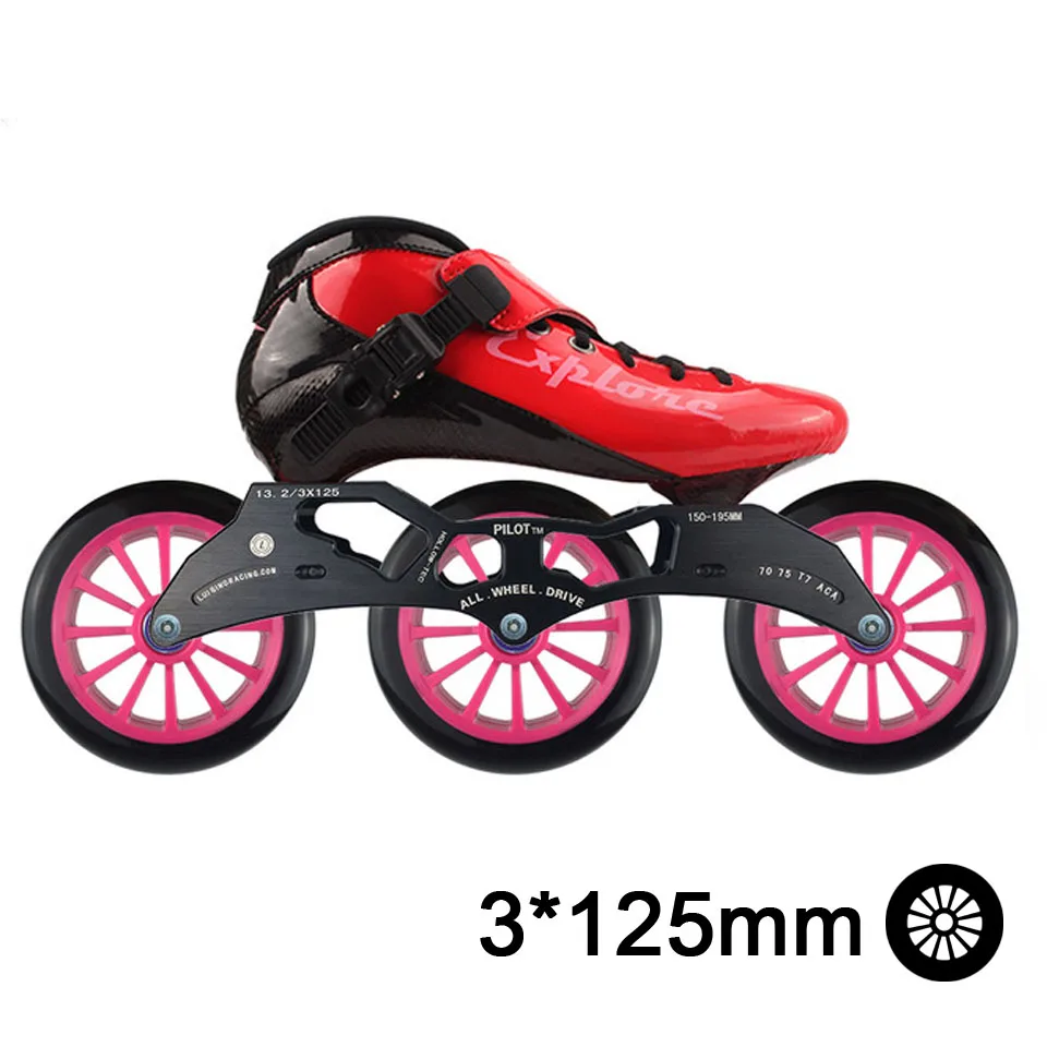 All Red ISPORTS скоростные роликовые коньки из углеродного волокна для соревнований 3*125 мм или 4*100/110 мм уличные гоночные коньки Patines роликовые коньки SH56 - Цвет: All Red