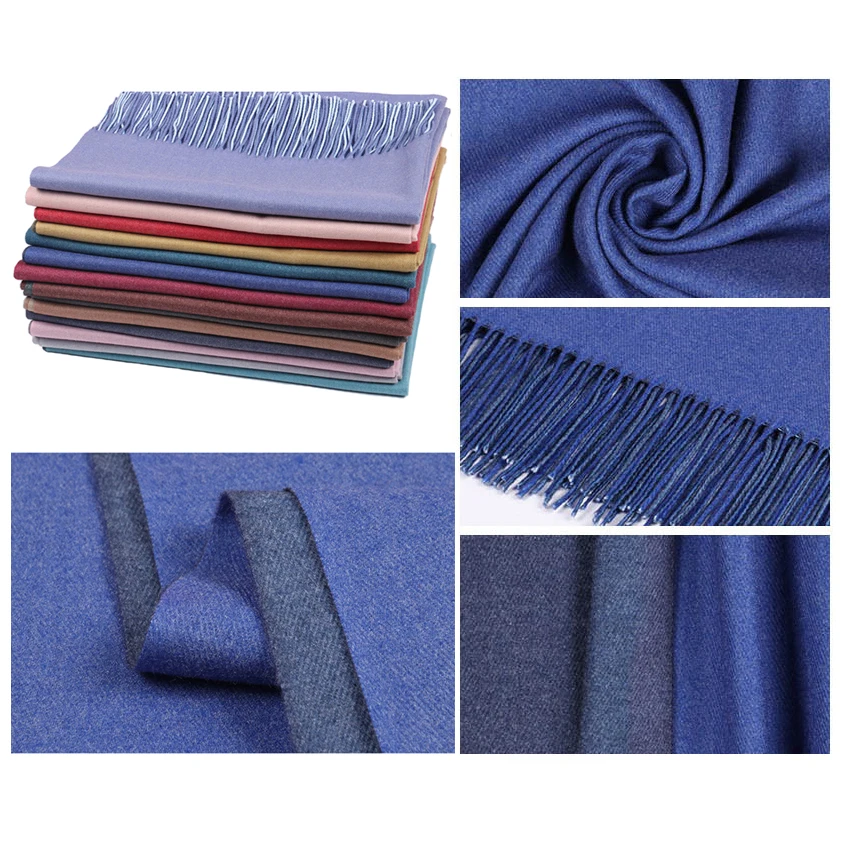 Одноцветный кашемировый шарф женский двухсторонний зимний Женская шаль большой