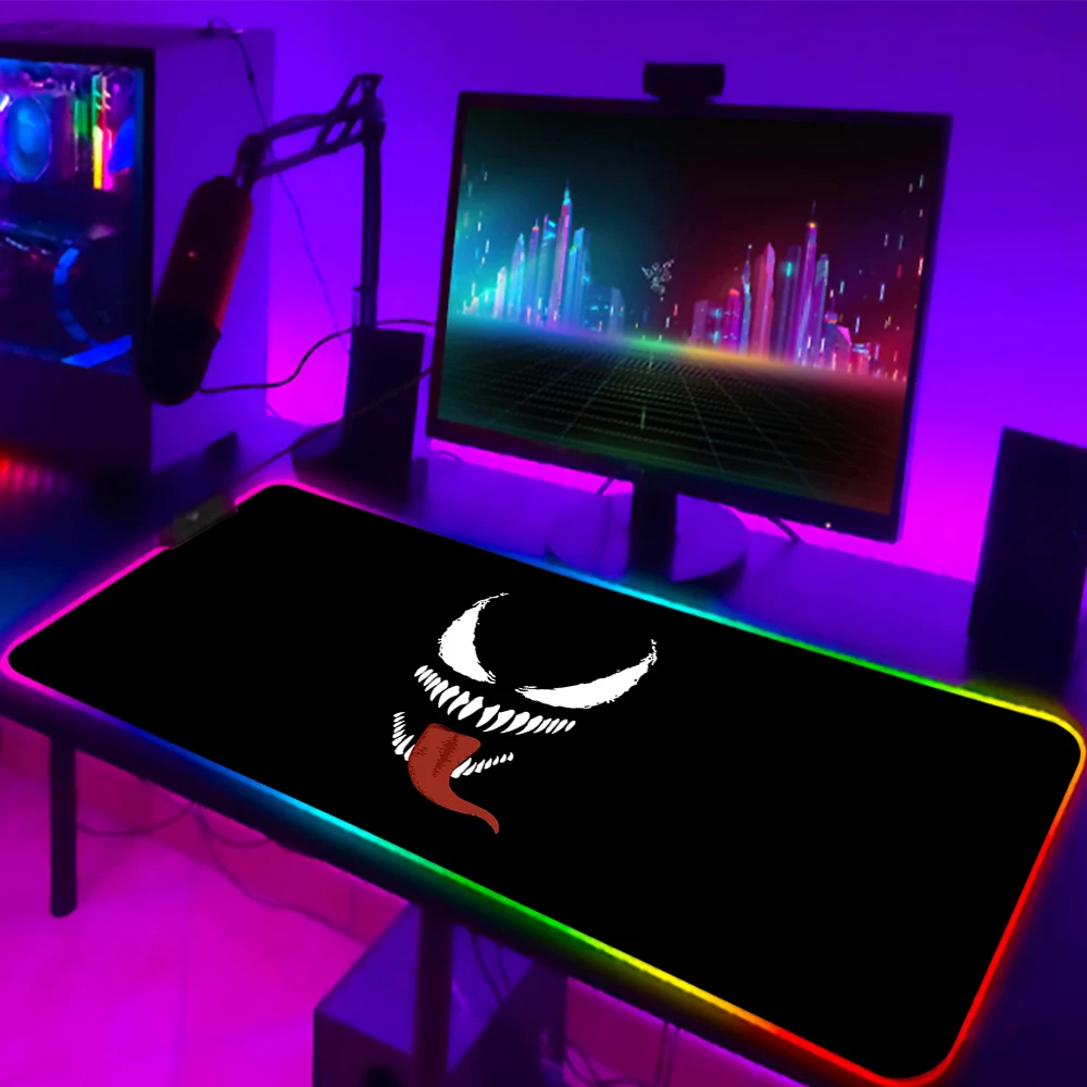 venom villain rgb mouse pad gaming accessories computer large mousepad backlit led gamer mause carpet 900x400 for cs go desk mat free global shipping