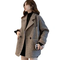 women suit jacket for fallwinter 2021 new korean style british style woolen loose and thin casual small suit coat m266