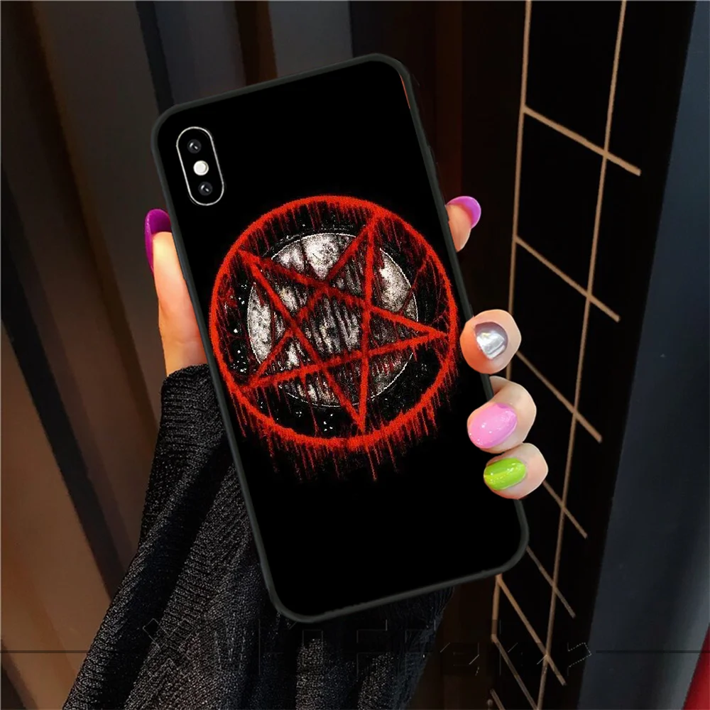 Пентаграмма 666 демонический черный мягкий чехол для телефона Capa iphone6 6s plus 7 8 X XR XS MAX