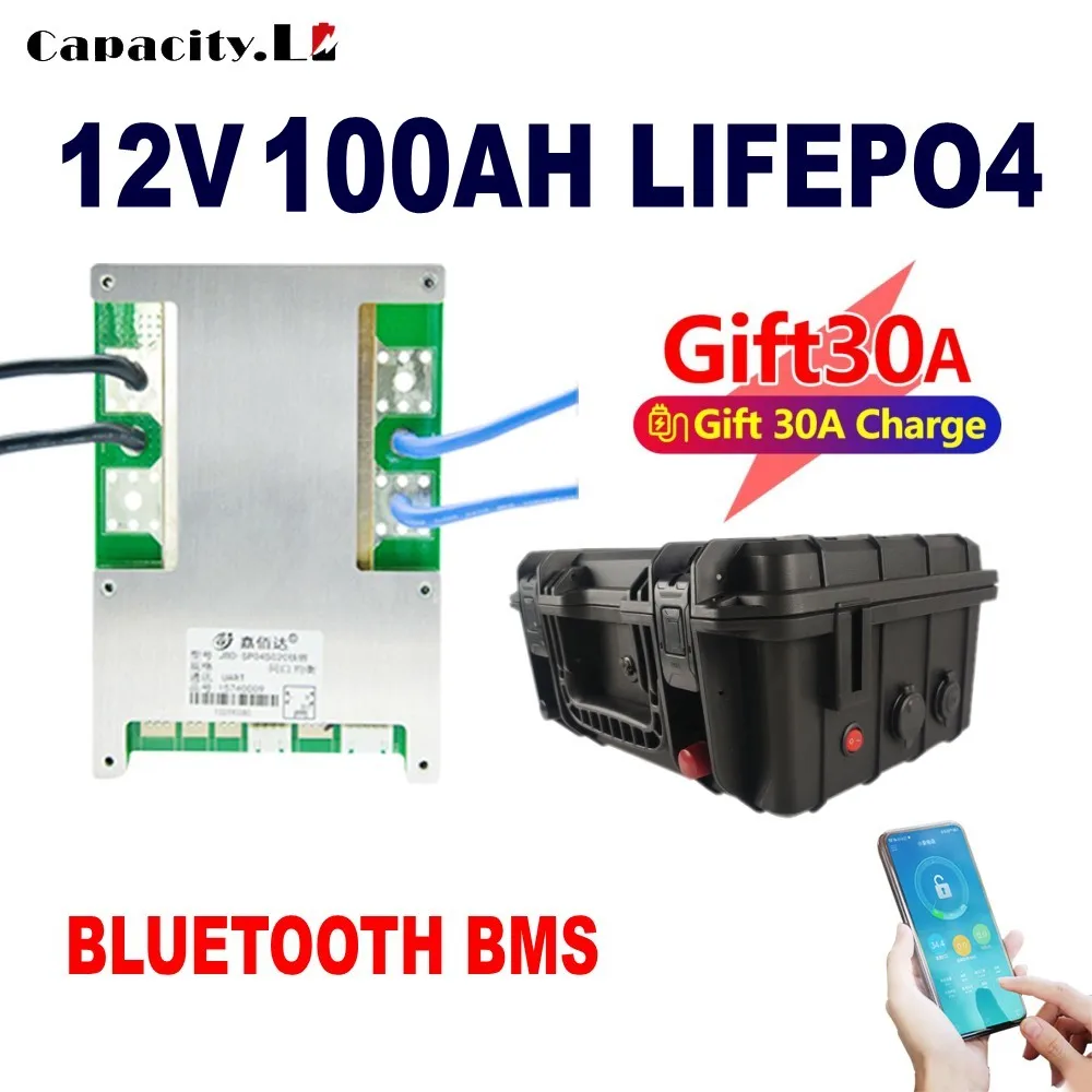 

12v lifepo4 100ah PD Solar battery pack RV Rechargeable Lithium Iron with Bluetooth bms for Outdoor engine