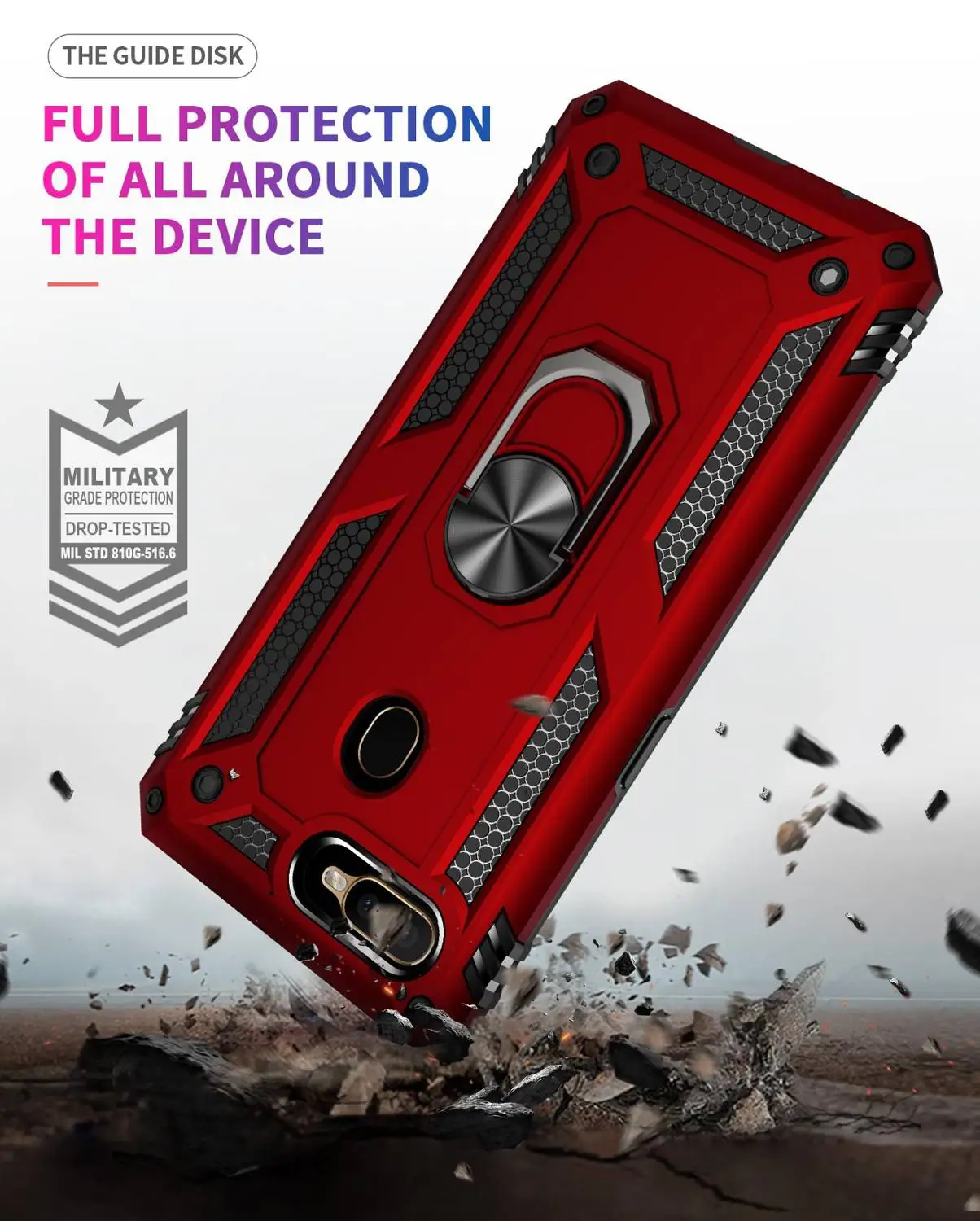 NEW Case For Huawei P30 Pro Nova 4e P Smart Plus 2019 Anti-fall Hybrid Rubber Hard Plastic Armor Magnetic 360 Ring Bracket Cover | Мобильные