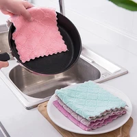 microfiber kitchen towel absorbent dish cloth non stick oil washing kitchen rag household tableware cleaning wiping tools
