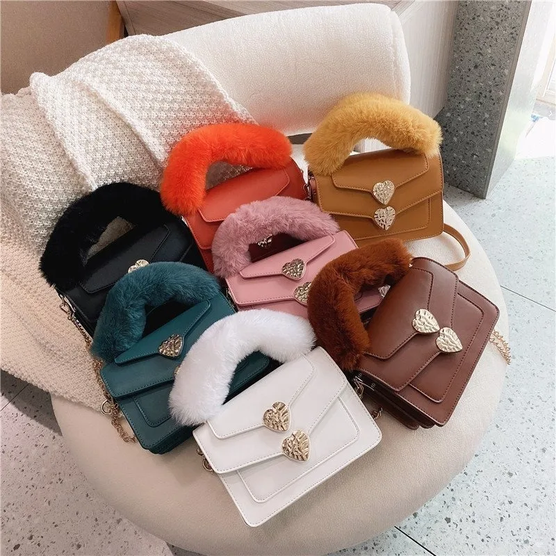 

Осенние и зимние ретро сумки с цепочкой женские плюшевые сумки 2020 популярные новые модные сумки через плечо Маленькая квадратная сумка