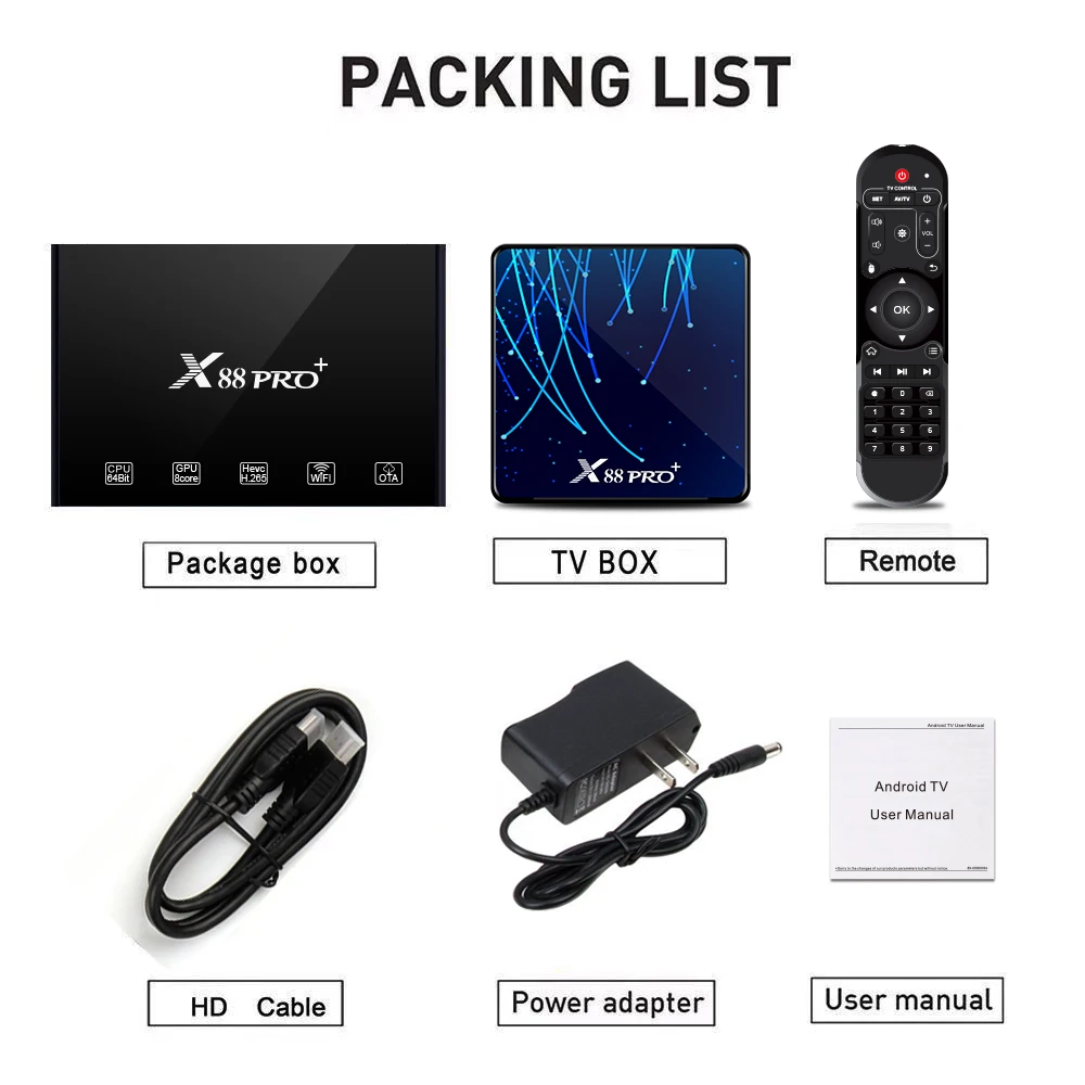 

X88 Pro Plus RK3368 Smart Android 9.0 TV Box 4GB 128GB BT4.0 2.4G/5G Wifi 4K Media Player Youtube TVBox Set Top Box X88Pro