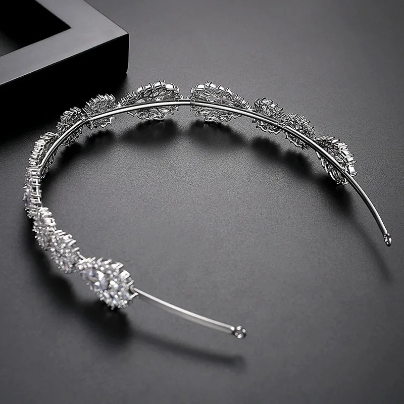 SLBRIDAL медная свадебная тиара с кубическим цирконием головная повязка королева