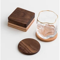 1pcs wood coasters placemats durable heat resistant non slip square round cup mat home placemats decoration household products