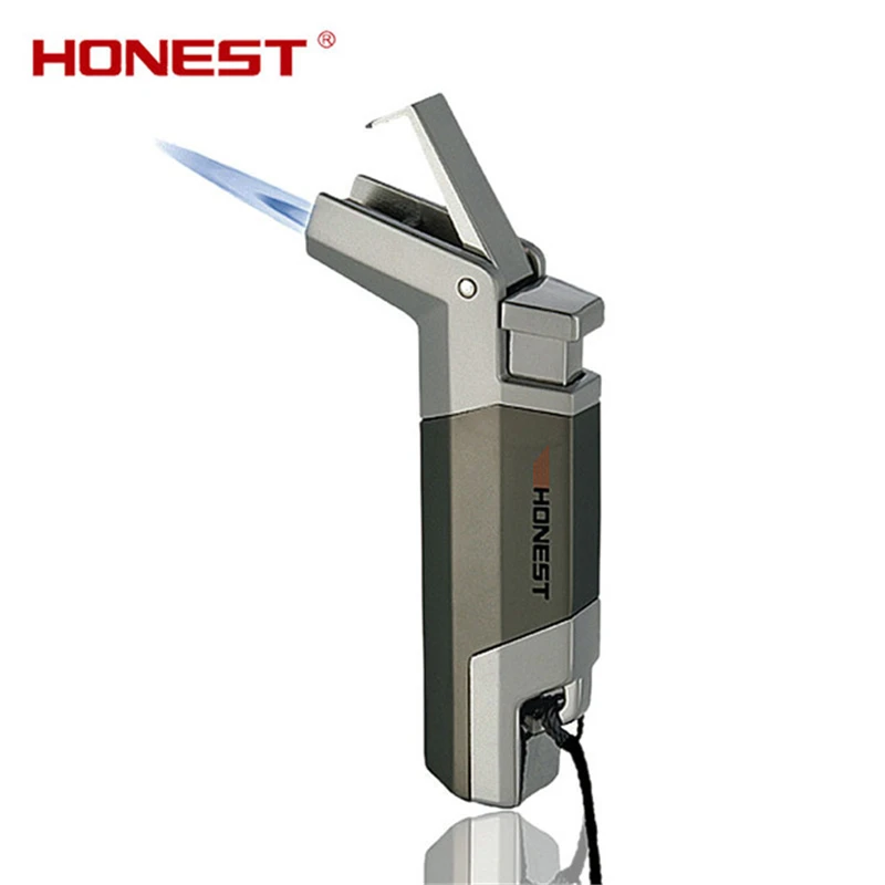 HONEST Elbow Torch Turbo Lighter gas Lighter Blue Jet Flame Spray Gun Electronic Lighter 1300C Butane Lighted Cigar Lighters man images - 6