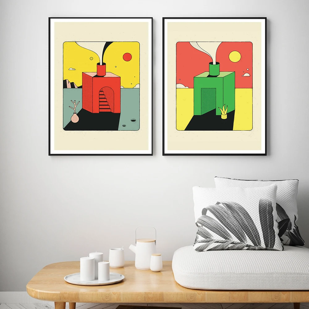 Абстрактиsm скандинавский Каньон закат цветная Картина на холсте настенное