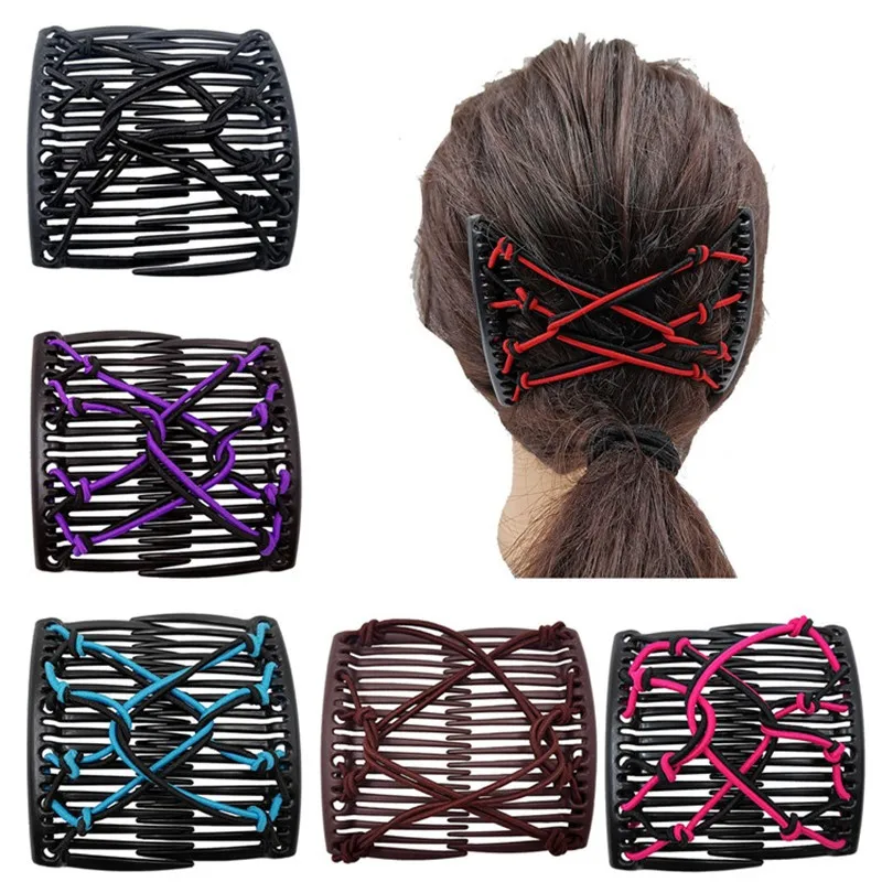 

Stretchy Knotted Double Comb Hair Clip Elastic No Crease Hairpin Ponytail Holder
