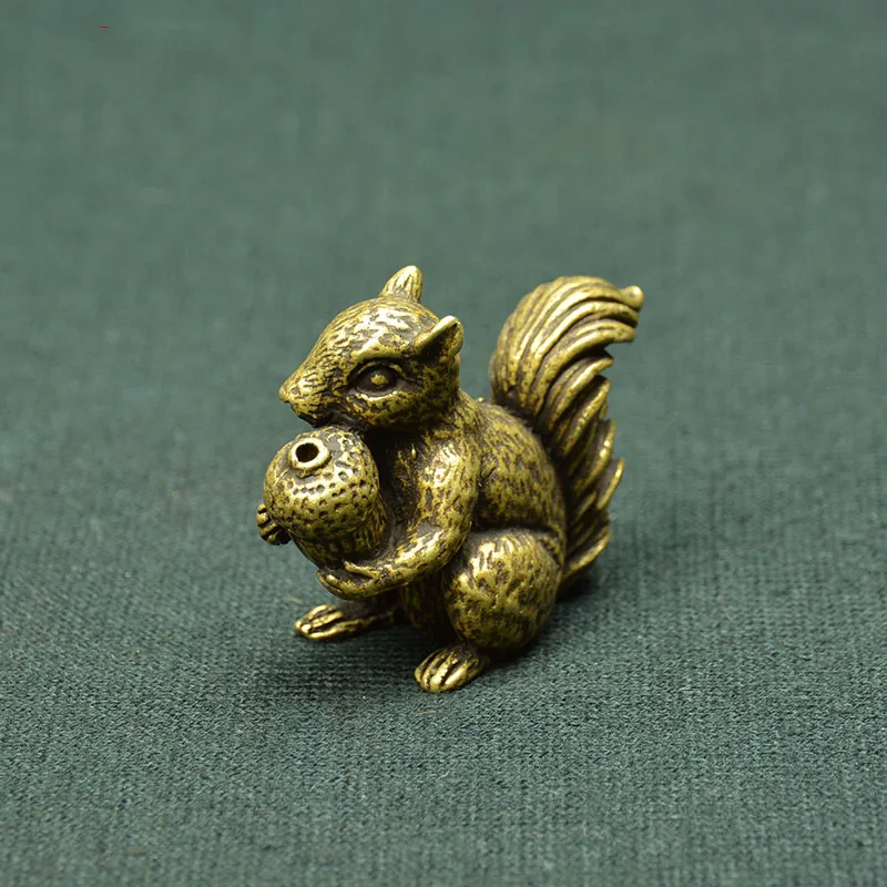 Античный бронзовый маленький орнамент белки твердая медная статуя статуэтки