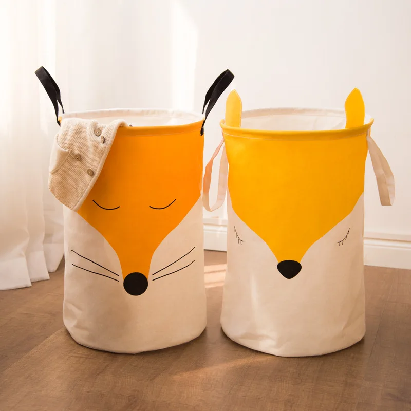 Super Large Laundry Basket Waterproof Kids Toy Clothes Organizer Storage Portable Folding Bathroom Sundrie Picnic Fox Bin | Дом и сад