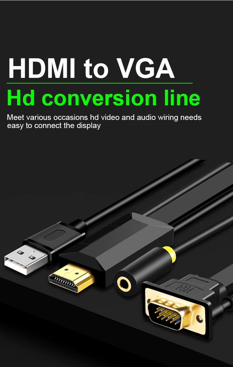Aux hdmi Usb Vga конвертер с автономным аудио интерфейсом 1080p VGA HDMI конвертер кабель для ноутбука проектор Usb Aux Ps4
