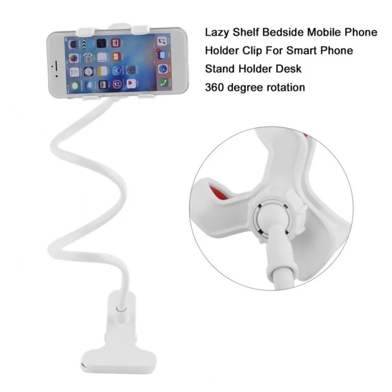 

Bed Desk Table Clip Gooseneck Bracket for Phone Muti Colors Universal Lazy Holder Arm Flexible Mobile Phone Stand Holder