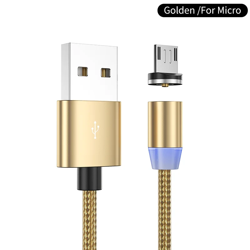 Gold for micro YKZ Магнитный кабель Micro USB кабель для iPhone samsung type C Магнитный зарядный USB кабель Micro USB C Магнитный телефонный кабель освещение - Цвет: Gold for micro