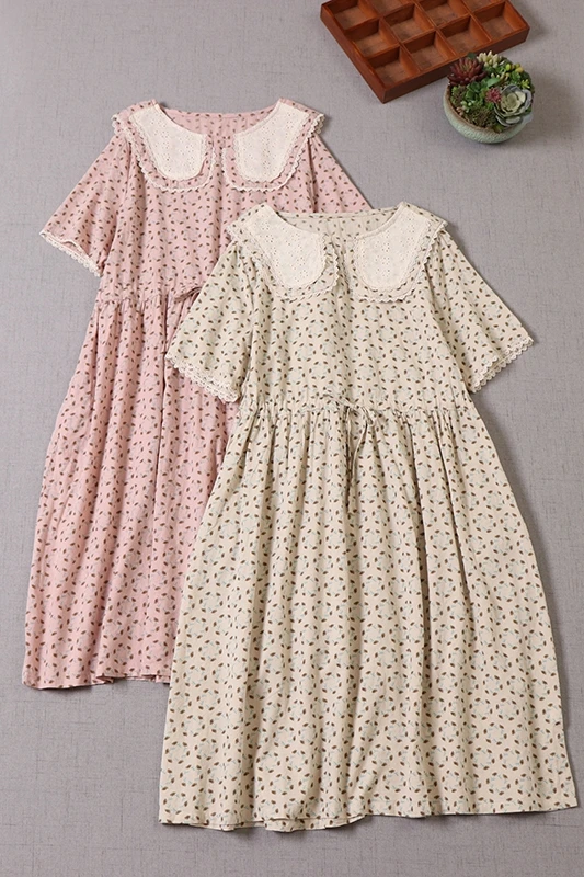 

2021 Summer New Short Sleeve Drawstring Waist Casual Floral Dress Daily Wear