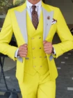 Мужской костюм из трех предметов Thorndike, желтый деловой костюм с двубортным жилетом, 2021