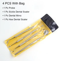 4pcs stainless steel dentist tools set anti fog mirror dental instruments kit dental pick dentist prepare tool tweezer hoe sickl