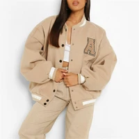 hip hop jacket womens baseball uniform jacket new coats for autumn and winter fleece thickened oversize coat fashion streetwear