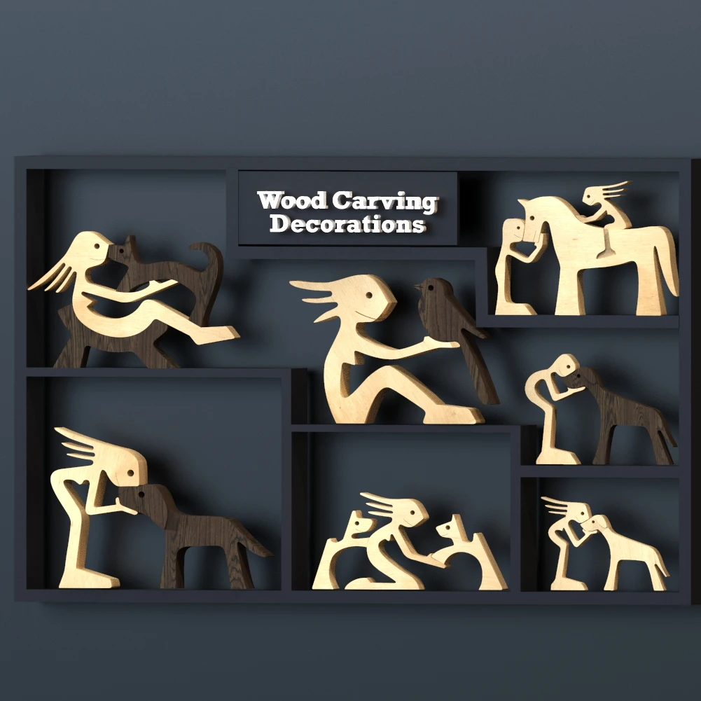 

Прекрасный Деревянный Кошка смолы орнамент с изображением собак украшения дома маленькие резьба по дереву, животные орнамент офисный стол ...