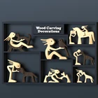 Прекрасный Деревянный Кошка смолы орнамент с изображением собак украшения дома маленькие резьба по дереву, животные орнамент офисный стол подарок Прямая поставка