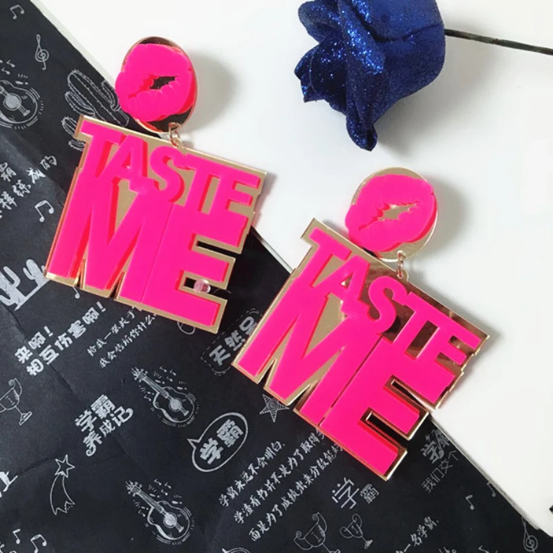 Новые Модные Акриловые Золотые Большие серьги с надписью насыщенной сучки для