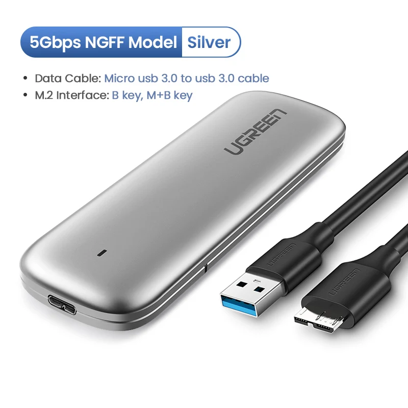 B-key NGFF - 5Gbps Ugreen M2 SSD чехол NVME корпус M.2 для usb type C 3,1 SSD адаптер для NVME PCIE NGFF SATA M/B Ключ SSD диск коробка M.2 SSD чехол - Цвет: B-key NGFF - 5Gbps