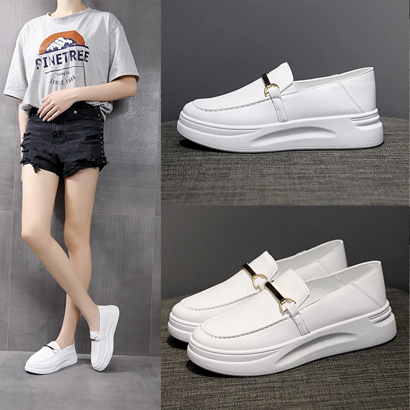 

2021 New Thick-soled Casual Small White Shoes Women's Shoes Fashion All-purpose Women's Shoes Autumn Loafer Women's Single Shoes