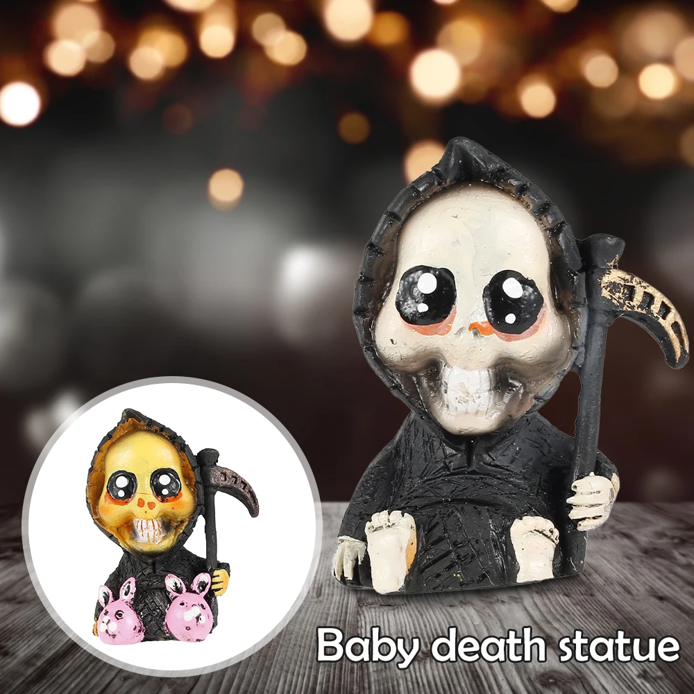 

Мрачный Жнец кукла милая смерти миниатюрная мрачная жнец фигурки с Scythe Хэллоуин скульптура смерти украшение для дома