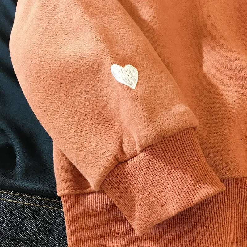 

Winter Women Hoody Sweatshirt Embroidery Love Heart Fashion Fleece Lady Hoodie Loose Long Sleeve Female Casual Pullover