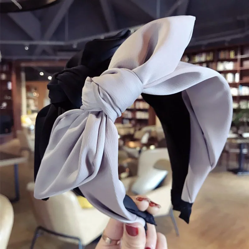 

New Arrived Simple Cute Big Bowknot Headband Plain Color Wide Cross Bow Hairband Women Hair Accessories Hairbands for Girls