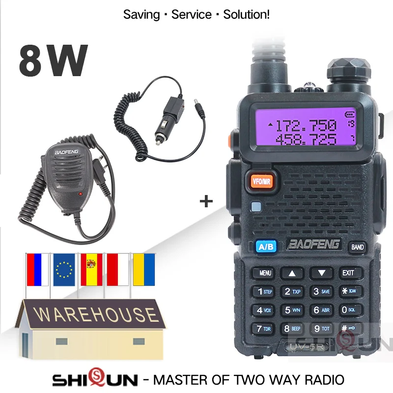 Baofeng UV 5R 8 Вт или 5 Высокая мощность мощная портативная рация дальность 10 км VHF/UHF