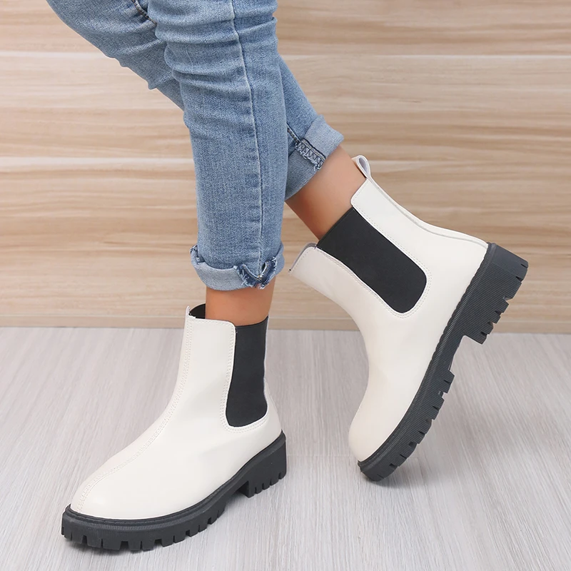 

2021 Chunky Boots Woman Shoes Winter Luxury Brand Designer Chelsea Heel Female Platform Boots Lasdies Fashion