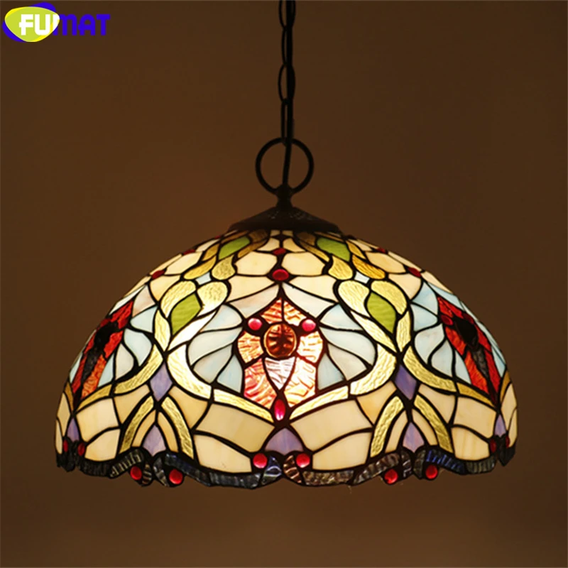 Kopen FUMAT Tiffany Stijl Opknoping Lichtpunt Geel Vina Orchidee Shield Lampenkap 16 Inch Stained Glass Hanglamp Handwerk Arts