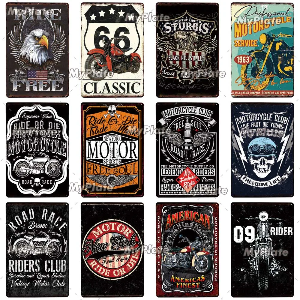 Мотоциклетная металлическая вывеска винтажная Жестяная Табличка с надписью