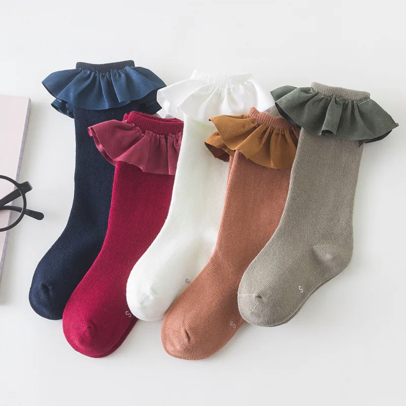 

Retro Flannel Lace Boneless Hand-sewn Children's Tube Socks Girl's Tube Socks Loose Mouth Fashion Princess Lace Socks Kids