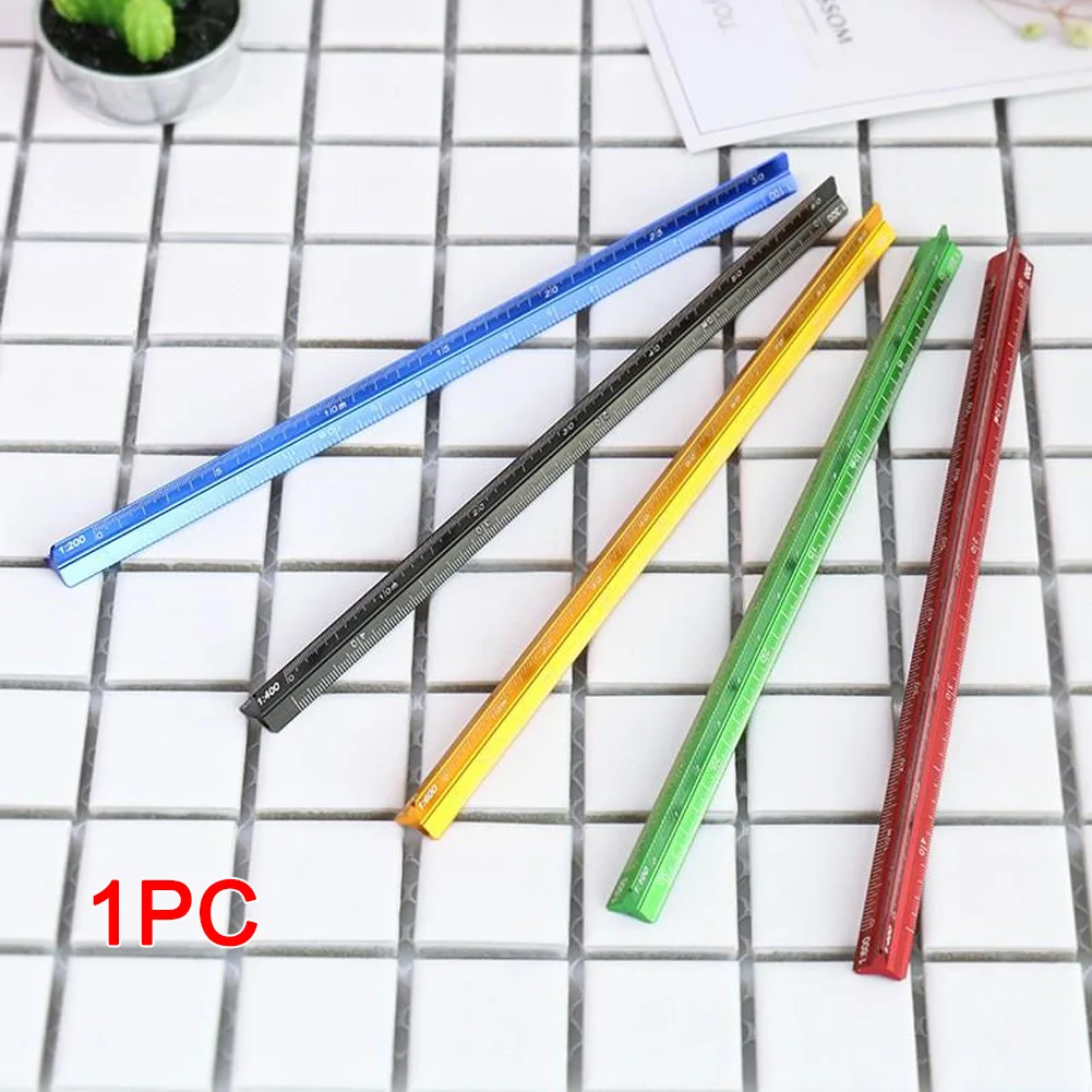 

Measuring Tool Small Proportion Ruler Aluminum Scale Ruler School Colorful Multifunctional Office Supplies Triangular
