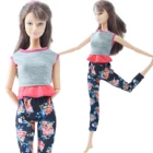 1 шт., Экипировка BJDBUS для кукол, йоги, жилет, цветочный узор, брюки, штаны, спортивная одежда для куклы Барби, детская повседневная одежда, аксессуары, игрушки