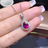 kjjeaxcmy fine jewelry 925 sterling silver inlaid natural pyrope garnet womens exquisite water drop gem pendant necklace suppor