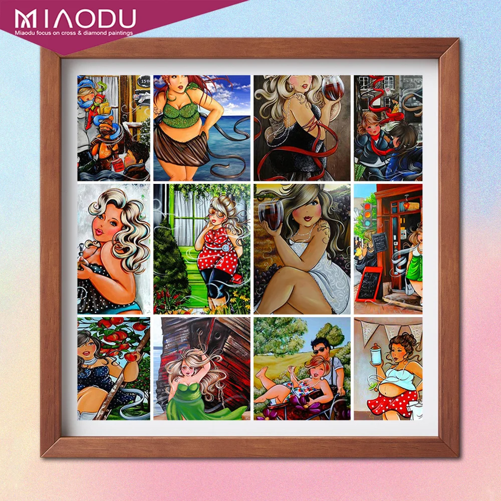 

Diamond Painting 5d Full Round Drill Fat Women Fat Ladies Diamond Art Embroidery Picture By Rhinestones Room Wall Decor