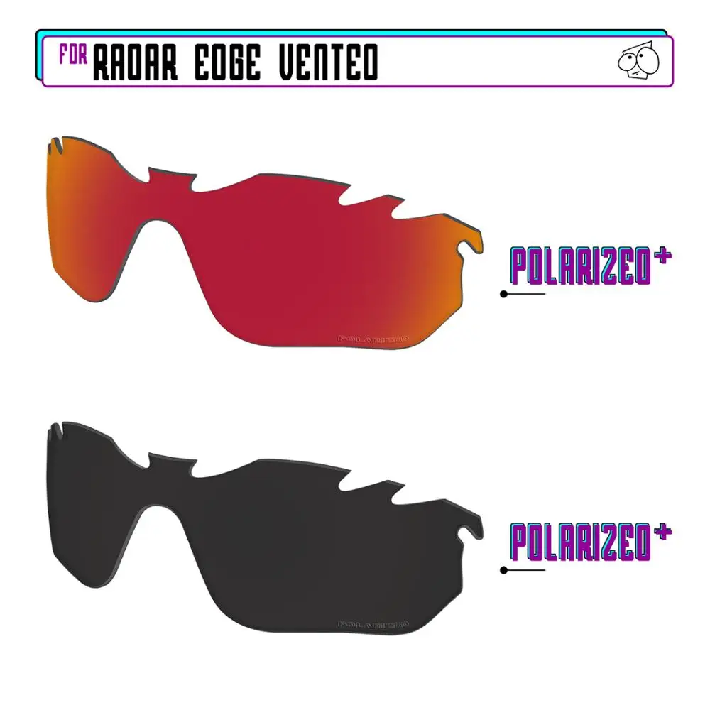 EZReplace Polarized Replacement Lenses for - Oakley Radar Edge Vented Sunglasses - BlackPPlus-RedPPlus