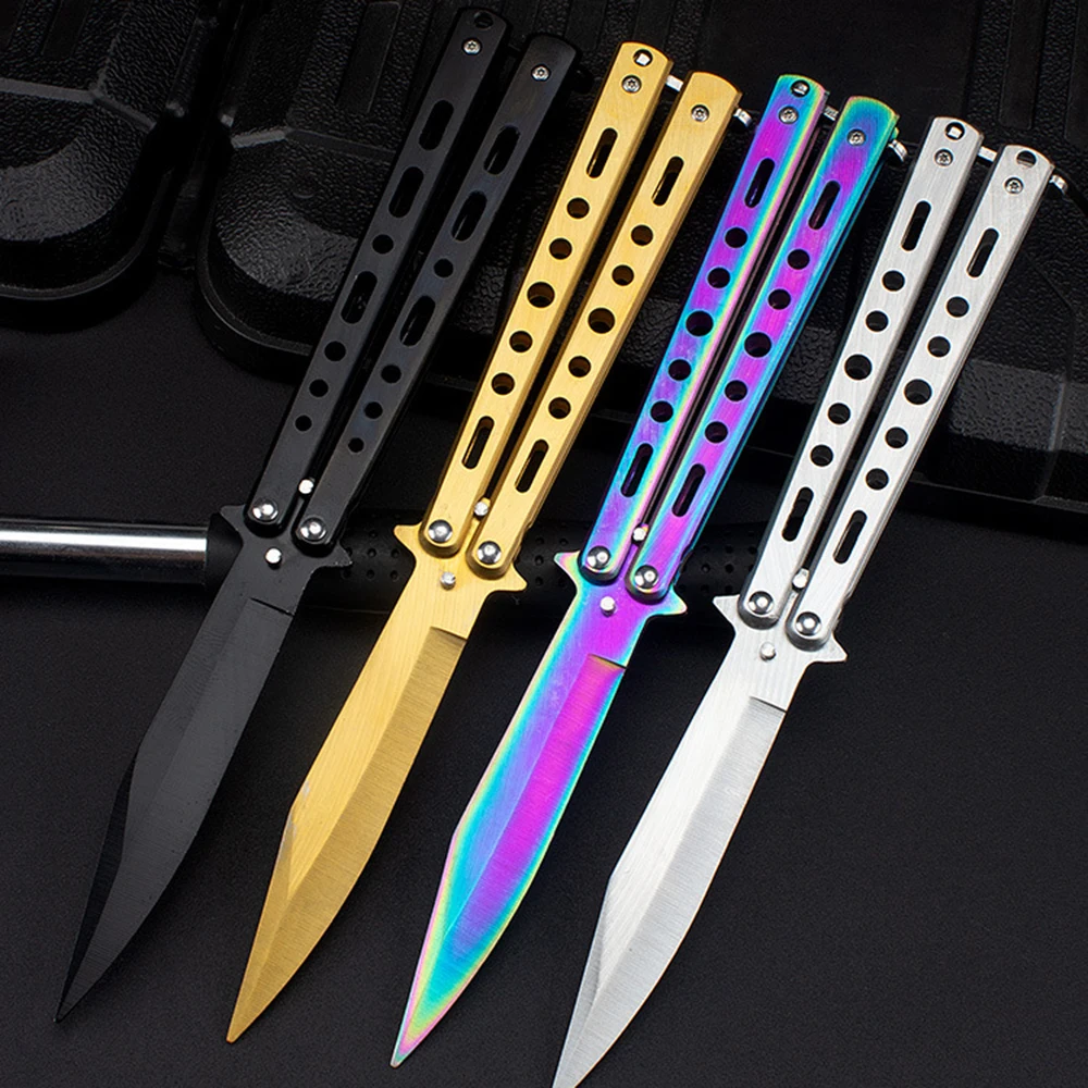 

Butterfly Knife Multifunctional Foldable Training Dim Game Tool Bladeless Training Knife 440C Stainless Steel Butterfly Knife