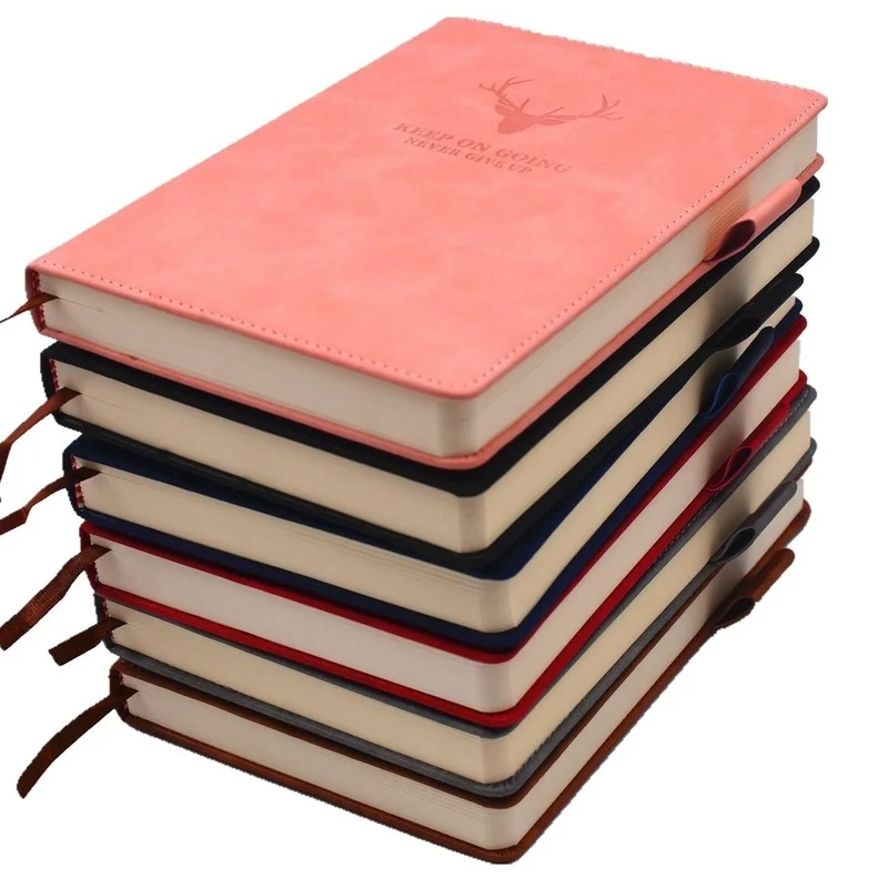 

A5 Notebook 360 Pages 80G Beige Paper PU Cover Notebook With Bookmark Business Office Dairly Work Notepad