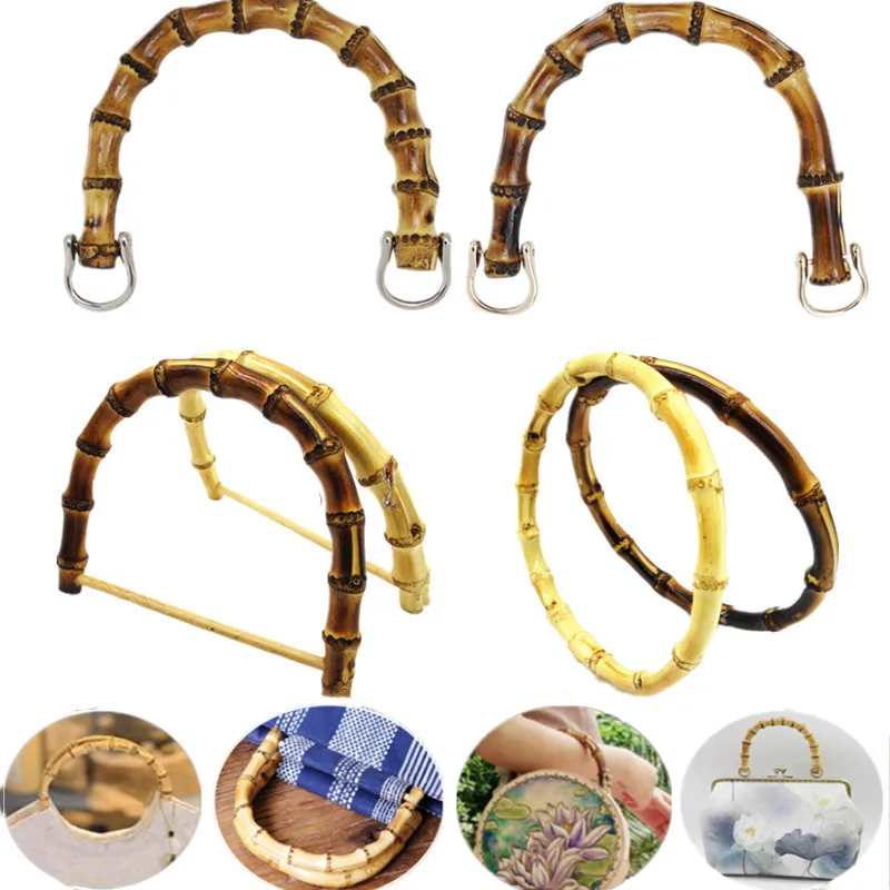 

3 Styles Women Handbags Natural Bamboo Imitation Handle For DIY Handmade Handbag Purse Frame Making Bag Parts Accessories