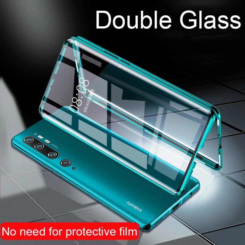 Магнитный чехол для Xiaomi mi note 10 pro с двойным стеклом 360 полный защитный CC9 Pro Filp