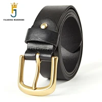 fajarina mens 3 8cm wide quality cow skin belts men%e2%80%98s casual 100 pure genuine leather retro brass pin buckle belt men n17fj761